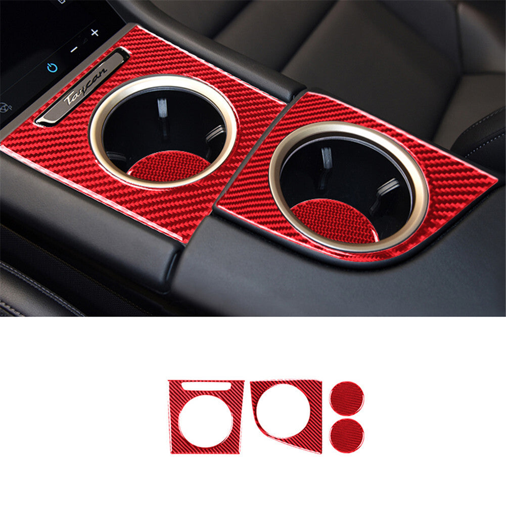 4X Red Window Lift Button Panel Trim Cover Carbon Fiber for Jaguar XF 2009-2011 v