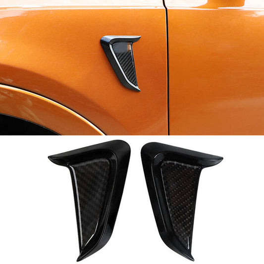 Universal Carbon Fiber Black Car Side Fender Cover Trim Molding Sticker Wing 2x