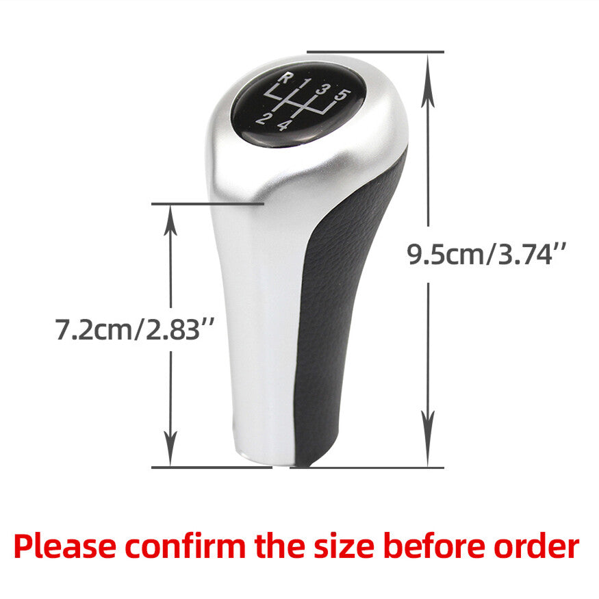 5 Speed MT Manual Gear Shift Knob Sliver Leather for BMW 1 3 5 6 Series X1 X3 X5 Q
