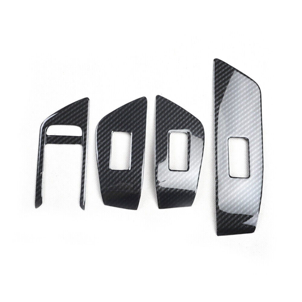 Car Glass Window Lifting Lock Panel Trim 4PCS for Audi A4L 17-2019 Carbon Fiber
