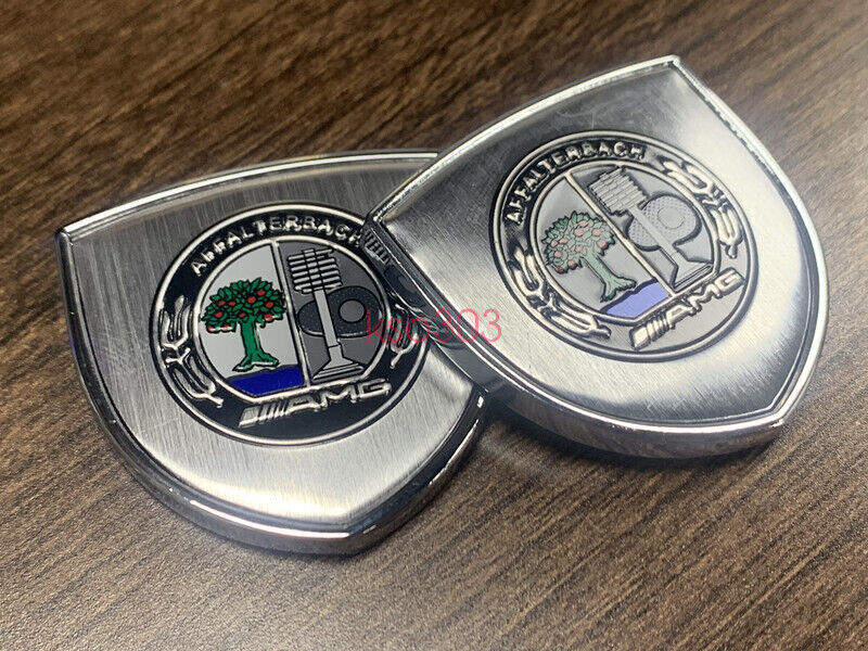 2 silver AFFALTERBACH Club 3D logos for Mercedes-Benz car body badges/badges.