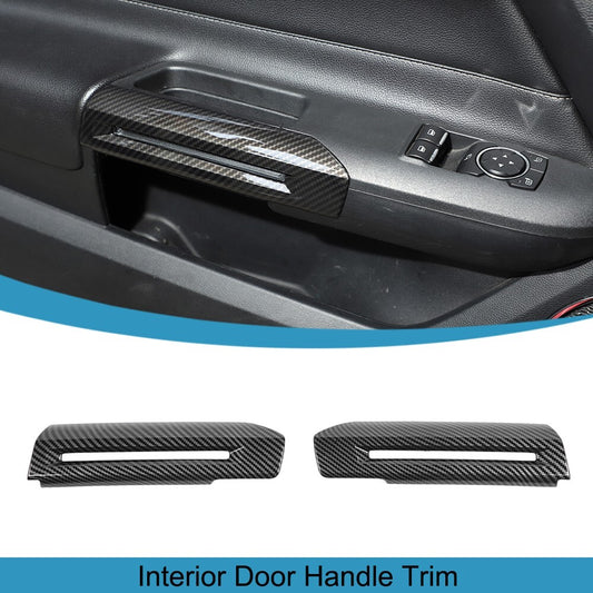 Carbon Fiber Interior Door Handle Armrest Cover Trim for Ford for Mustang 2015-2023
