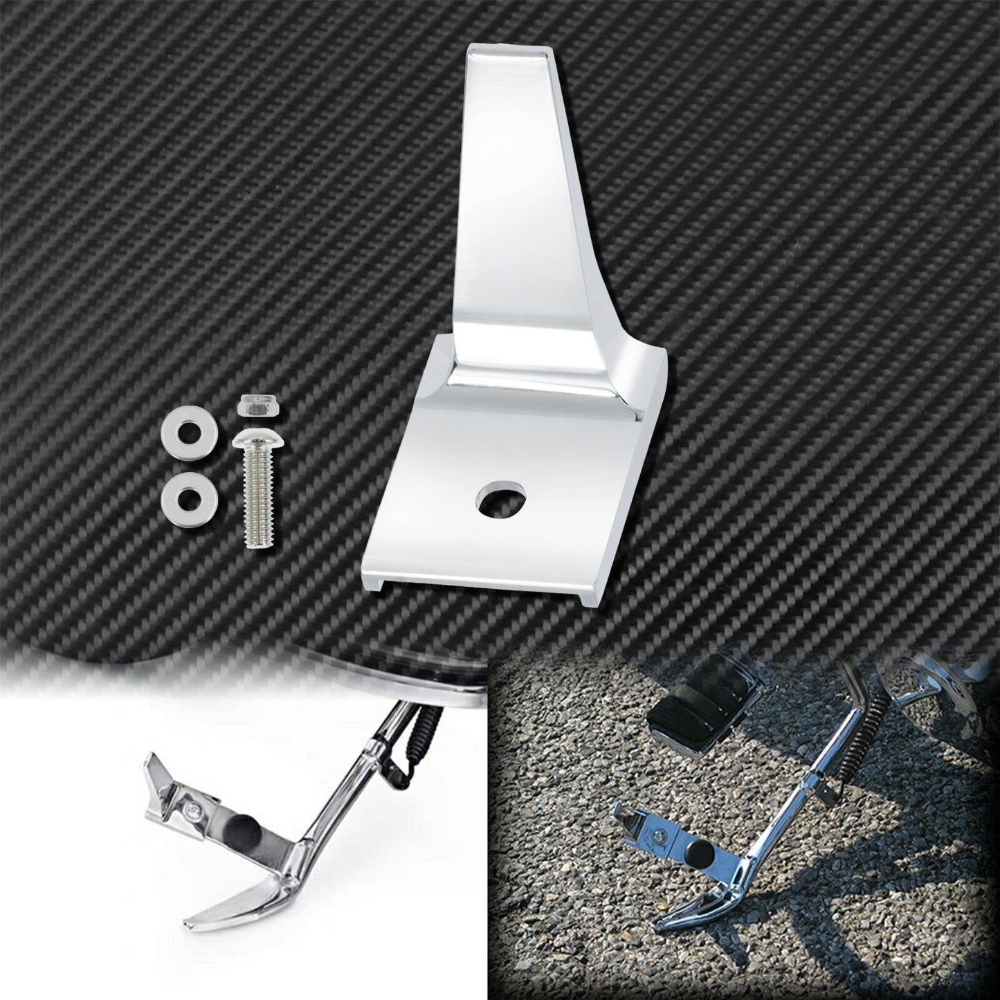 Motorcycle Chrome Stand Kickstand Extension Fit for Harley Softail Fat Boy 07-17