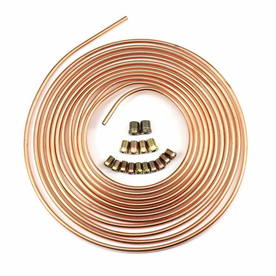 Steel Zinc Copper Nickel Brake Line Tubing Kit 1/4 OD 25 Ft Coil Roll Fittings Q