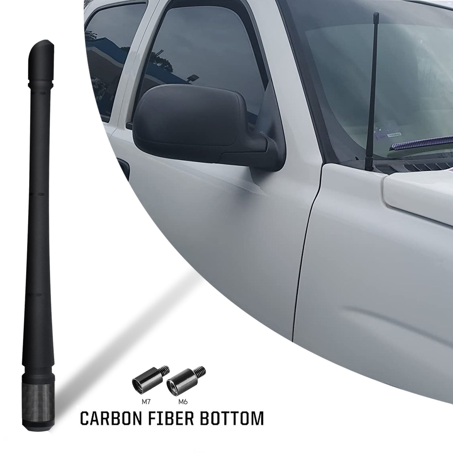 7-inch short flexible rubber antenna mast for 2007-2019 Silverado 1500 - n