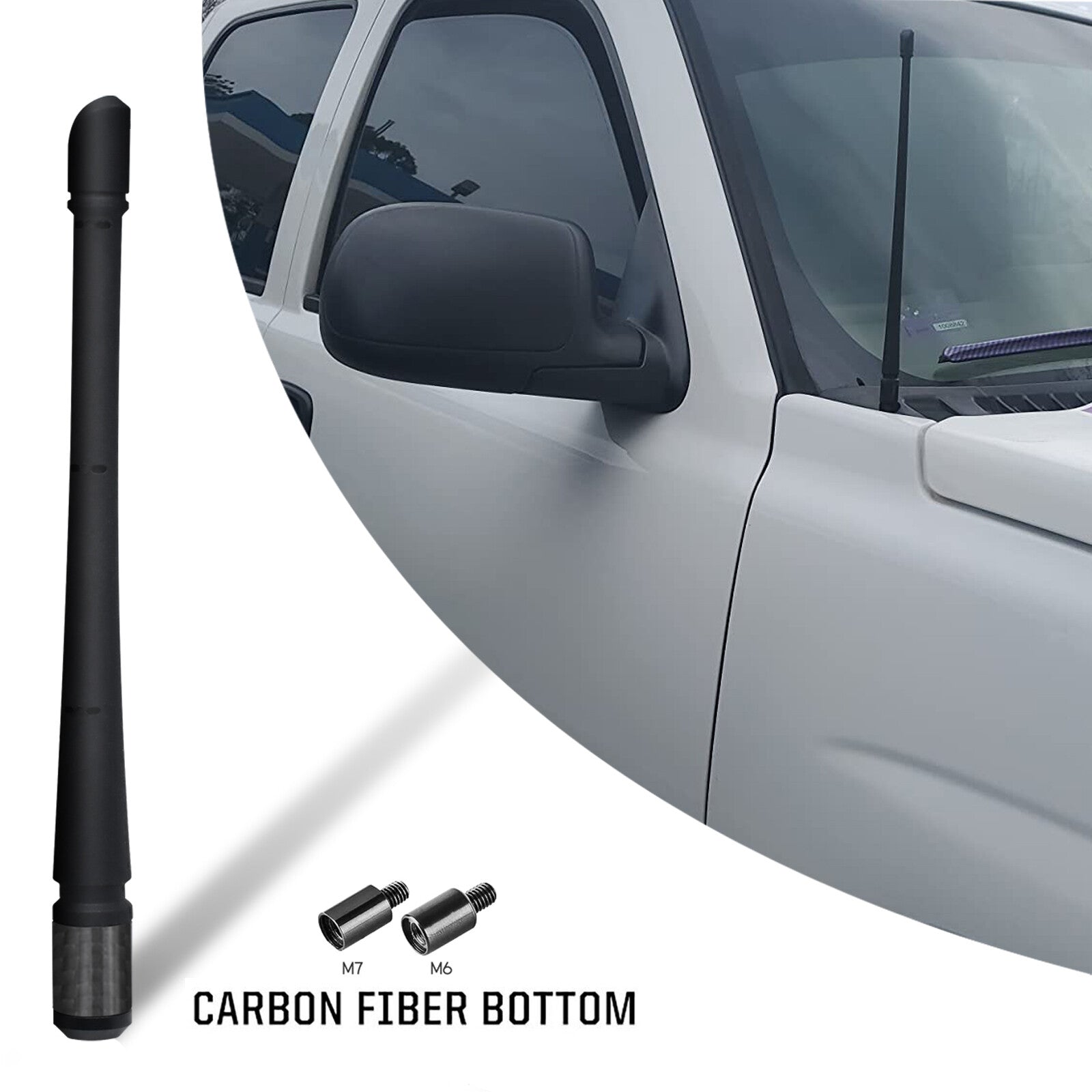 7-inch short flexible rubber antenna mast for 2007-2019 Silverado 1500 - n