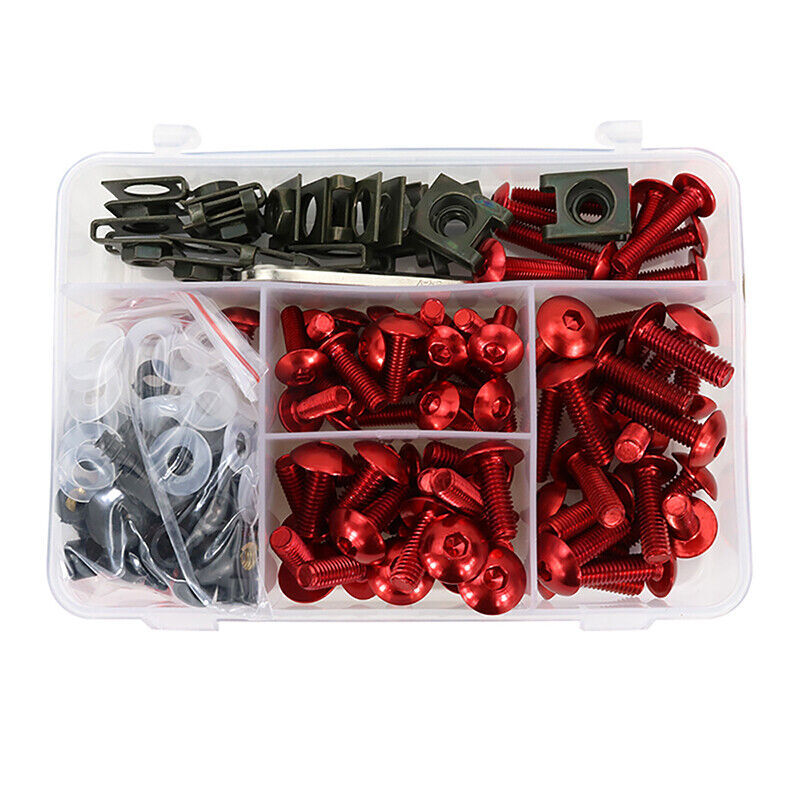 Red CNC Motorcycle Complete Fairing Bolts Kit Bodywork Screws Nuts for Kawasaki