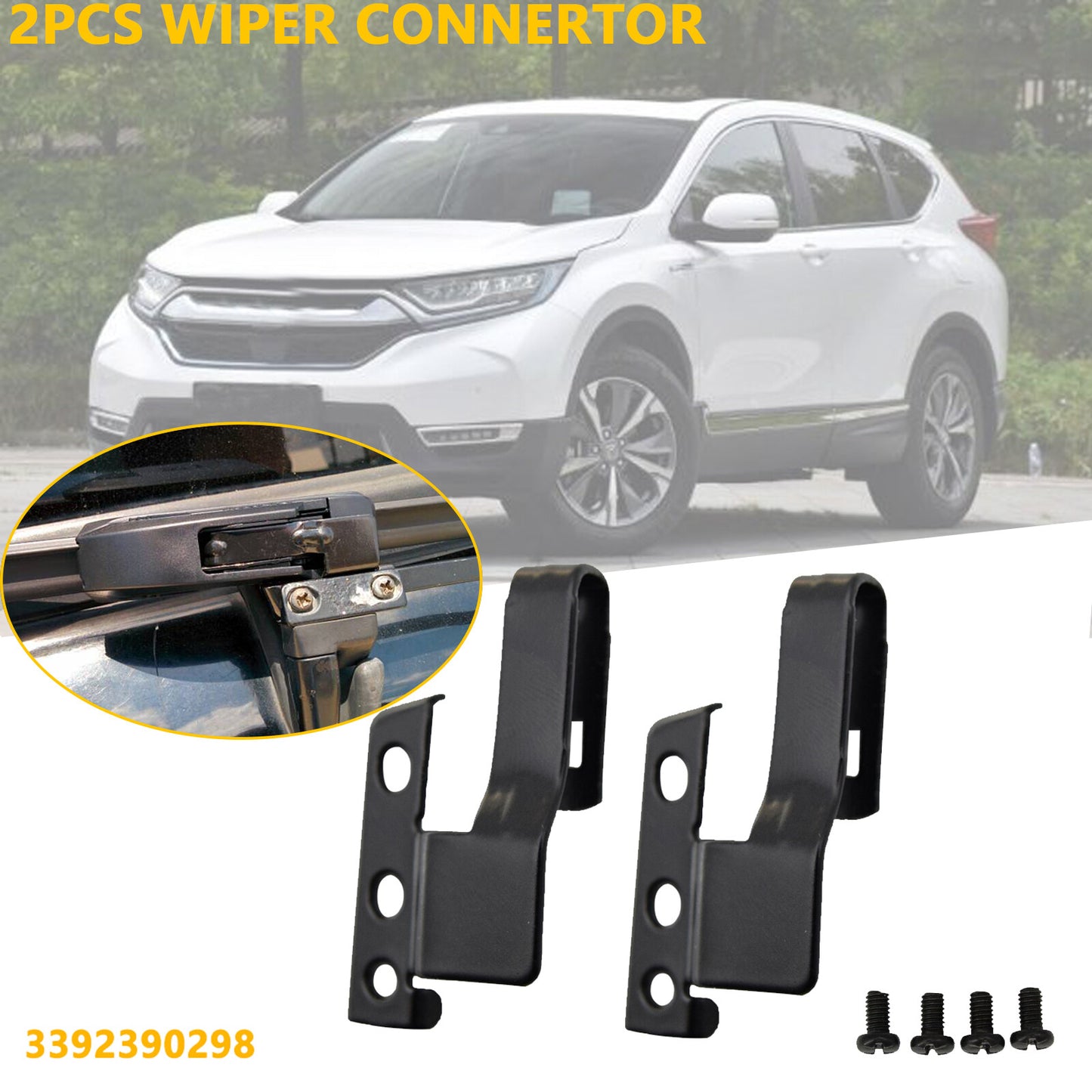 2Pcs Front Windshield Wiper Blade Arm Adapter Mounting Kit for Honda 3392390298 Q