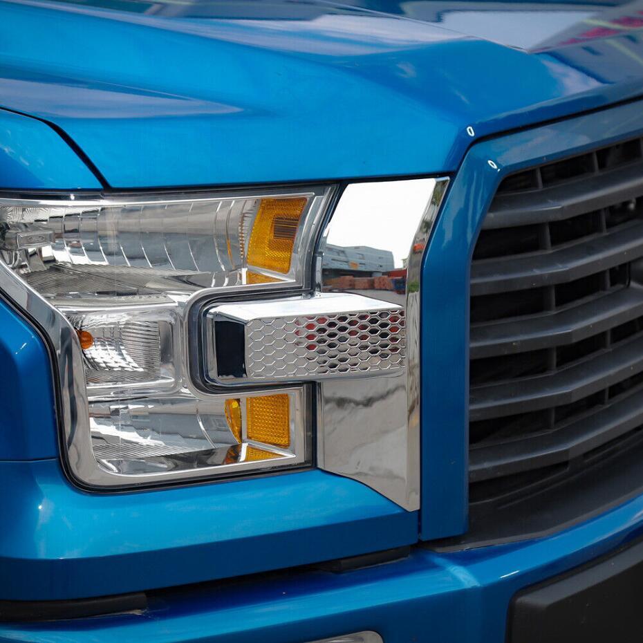 Accessories: Chrome-plated front bumper, headlights, and grille cover trim for Ford F-150 15-20