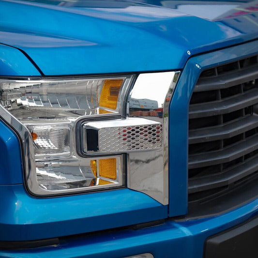 Accessories: Chrome-plated front bumper, headlights, and grille cover trim for Ford F-150 15-20