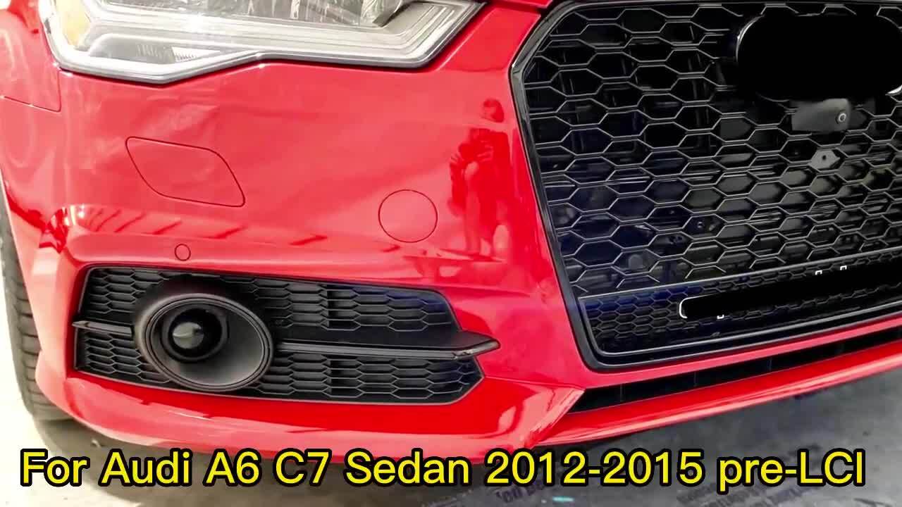 Front Lower Fog Light Grille Grill for for Audi A6 C7 Sedan S line 16-18 with ACC v