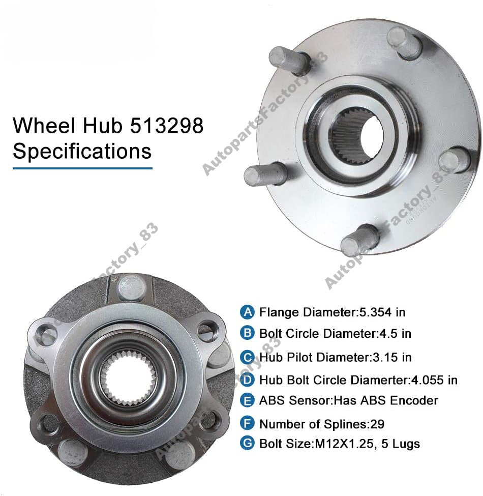New 513298 Wheel Hub Assembly for 2008-13 for Nissan Rogue Front Axle Q