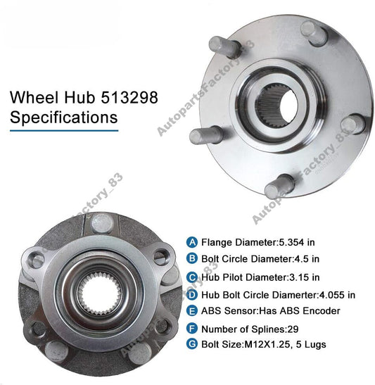 New 513298 Wheel Hub Assembly for 2008-13 for Nissan Rogue Front Axle Q