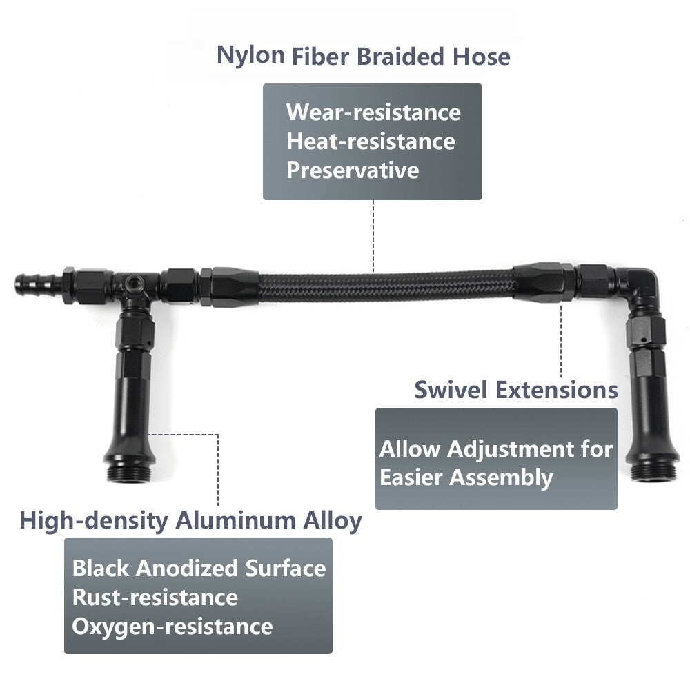 New 6AN Braided Dual Feed Carb Fuel Line Double Pump for 4150 Holley Carburetor