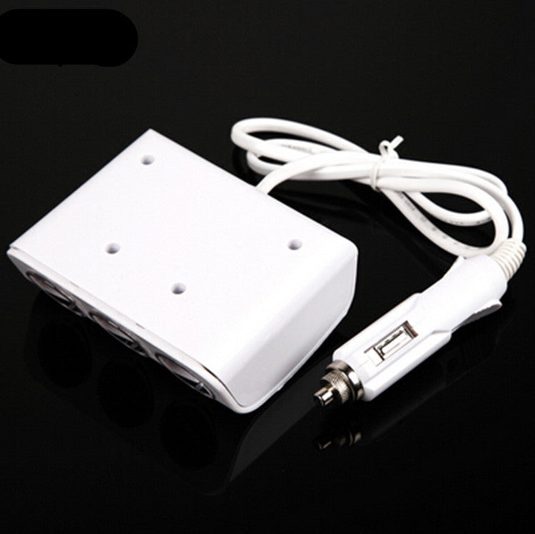Car USB Plug Adapter White 3 Way Multi Socket Cigarette Lighter Splitter Charger