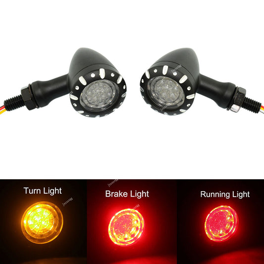2X Universal Blinker running brake Bullet LED Indicator Lamp Black for Harley Q