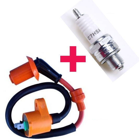 Racing Ignition Coil GY6+Spark Plug For 50cc~160cc Dirt Pocket Rocket Pit Bike