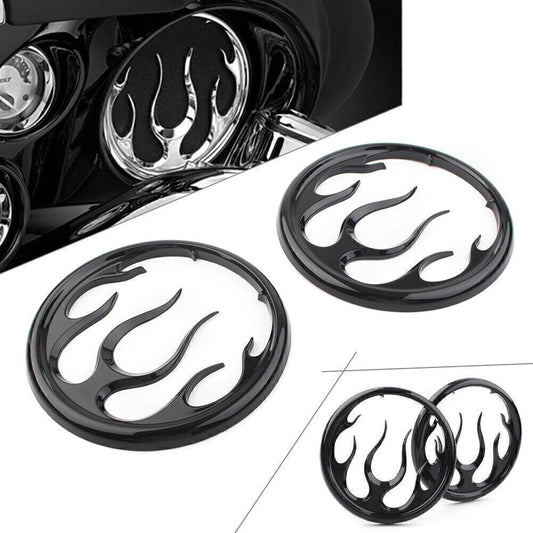 Black Flame Speaker Grill Accent Trim Cover for Harley Electra Street Glide Tri
