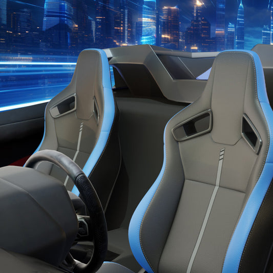 2-Piece New Universal Bucket Racing Seats with Reclining Carbon Fiber Exterior and Leather Back Q