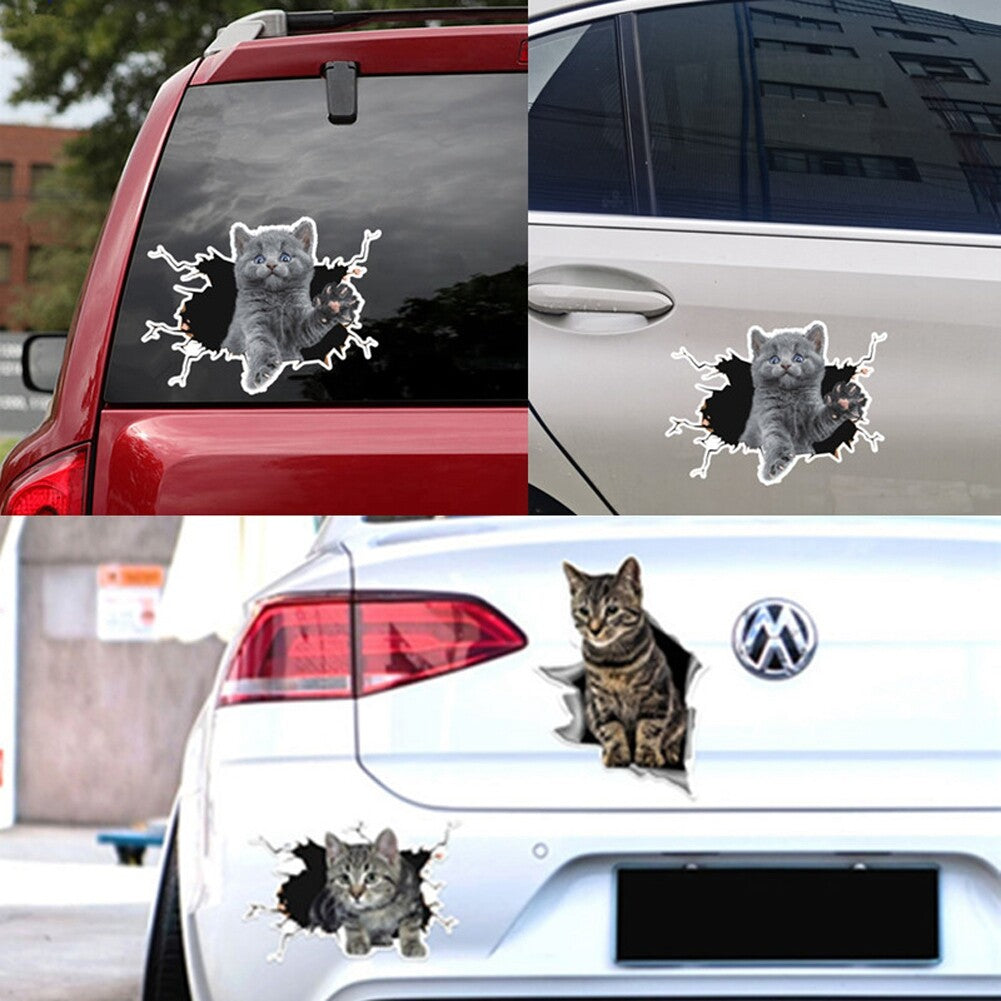 5PCS Car Body Sticker Cat Wall Decals 3D Cute Cat Stickers For Window Bumper