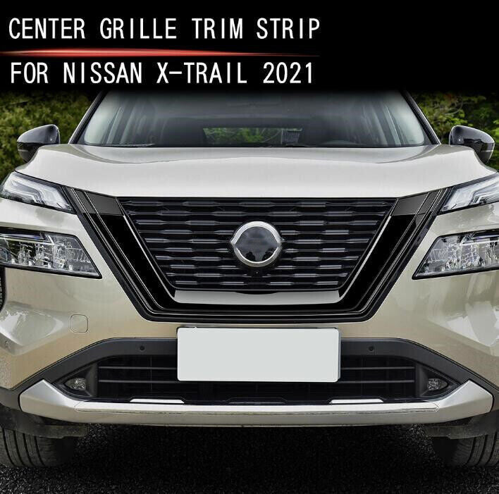 Glossy Black For 2021-2024 for Nissan Rogue Front Grille Moulding Frame Cover Trim