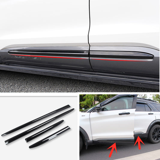 ABS Black Body Door Side Molding Trim Cover Strip 4P for Ford Explorer 2020-2023