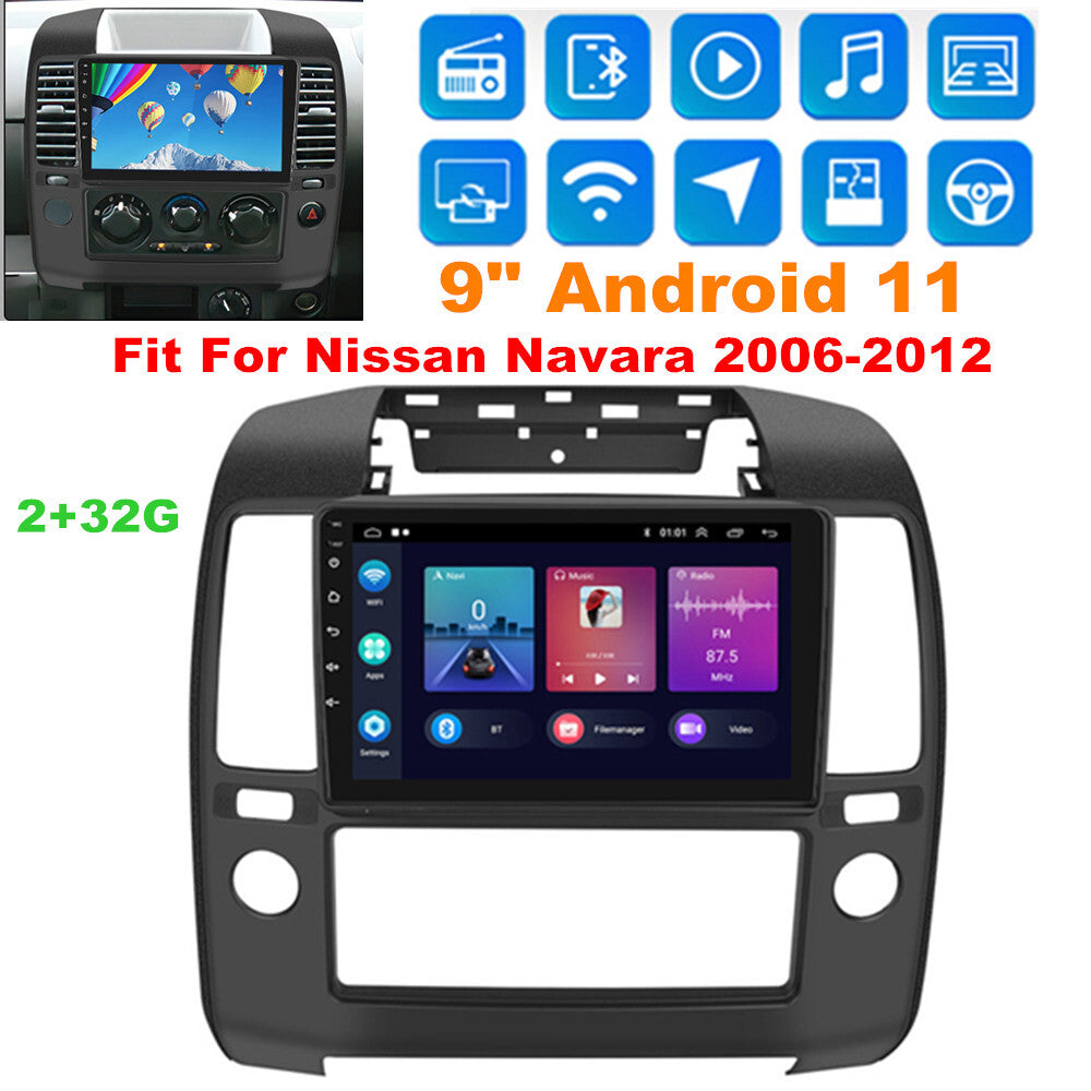 9-inch Android 11 car stereo radio with GPS and CarPlay (2+32GB) suitable for Navara 2006-2012. n