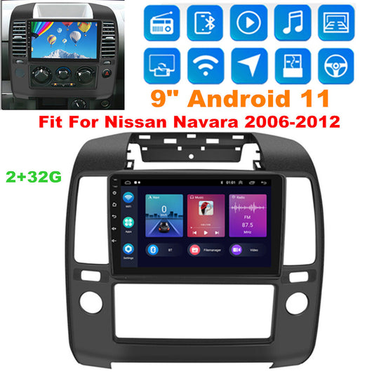 9-inch Android 11 car stereo radio with GPS and CarPlay (2+32GB) suitable for Navara 2006-2012. n