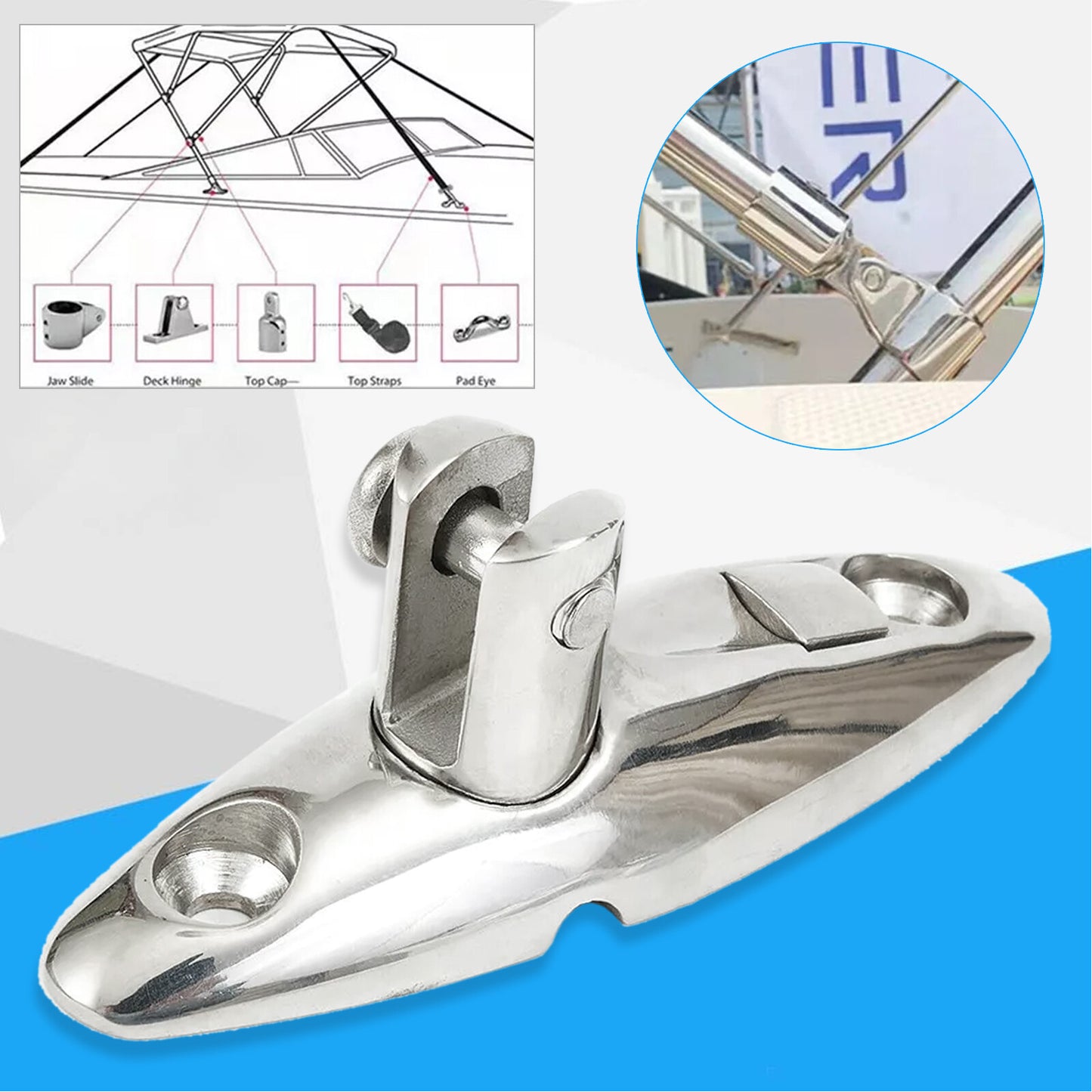 Ship deck hinge installation quick release marine Bimini top deck hinge Q