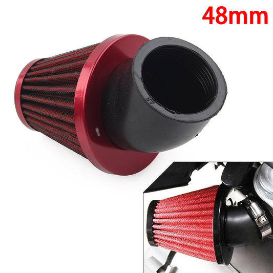 48mm Air Intake Filter Cleaner Rubber Bend Inlet Steel Mesh Red Q