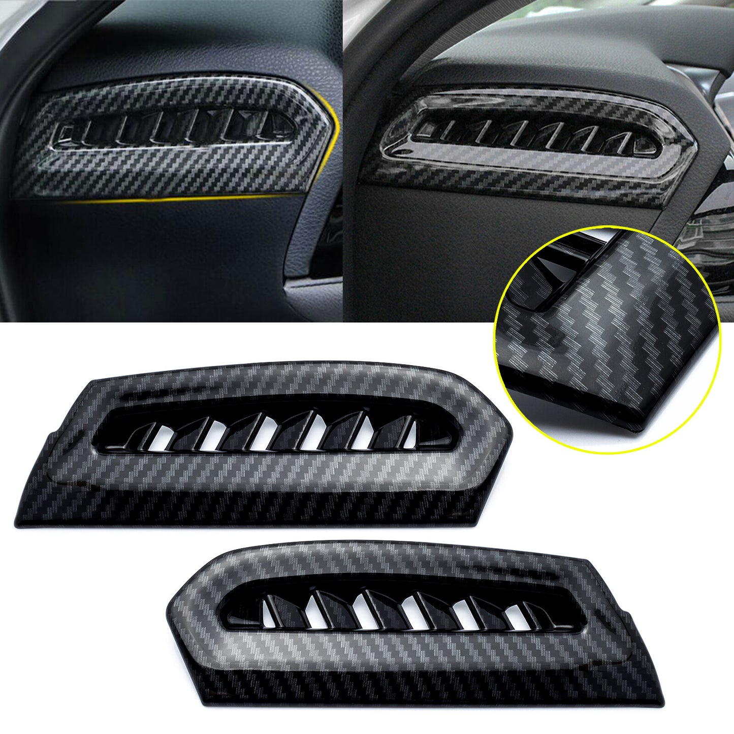 for Toyota for Camry 2018-2021 Carbon Fiber Style Side Console Air Vent Outlet Trim