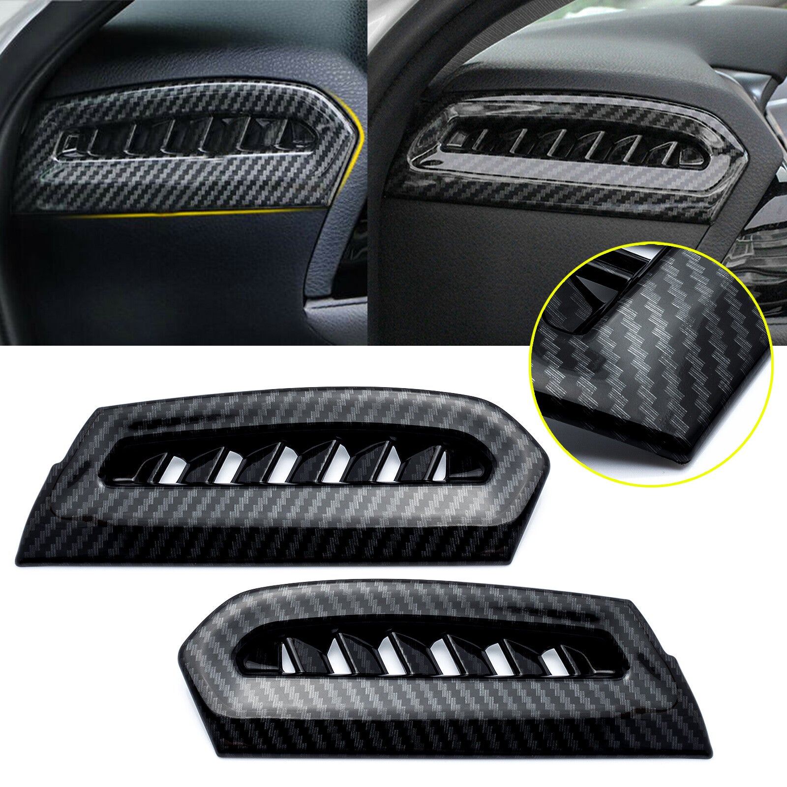 for Toyota for Camry 2018-2021 Carbon Fiber Style Side Console Air Vent Outlet Trim