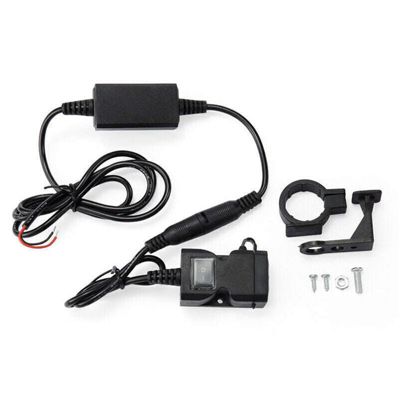 Motorcycle, scooter, all-terrain vehicle handlebar 12V waterproof switch dual USB mobile phone charger n