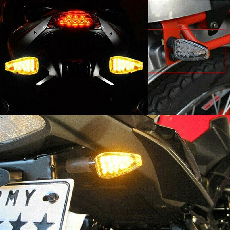 2x LED Motorcycle Rear Turn Signals Indicator Blinker Light Amber Universal 10mm