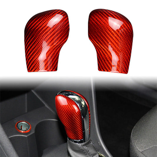 for VW for Golf MK7 CC Polo for Jetta Carbon Fiber Car Shift Knob Cover Red Q