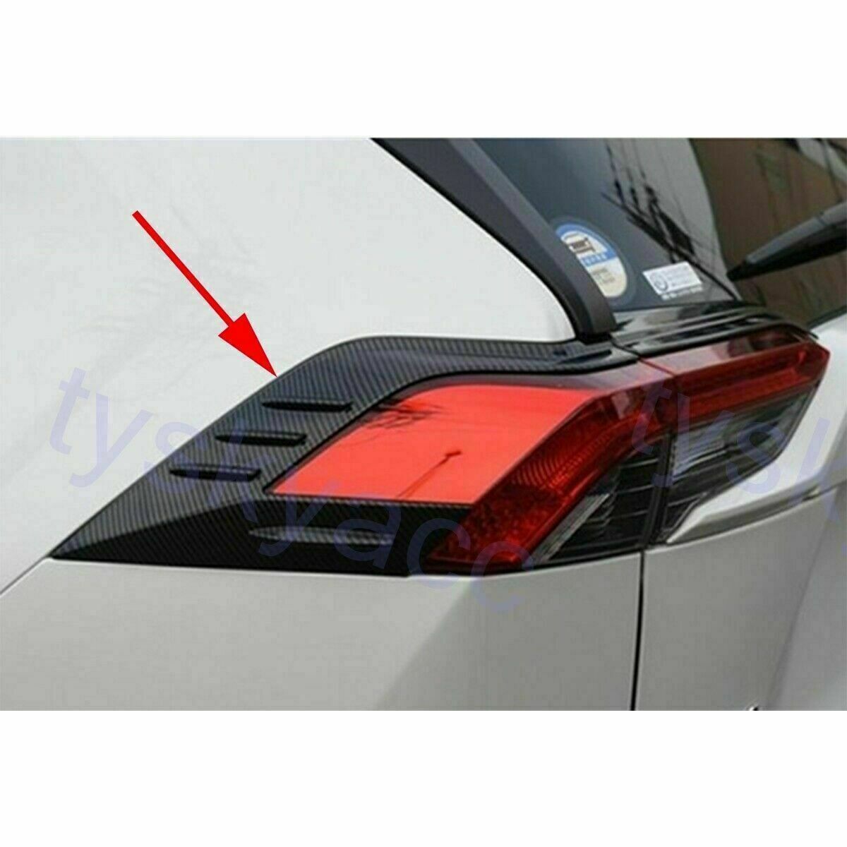 Carbon Fiber ABS Rear Tail Light Lamp Cover Trims Fit for Toyota RAV4 2019-2023