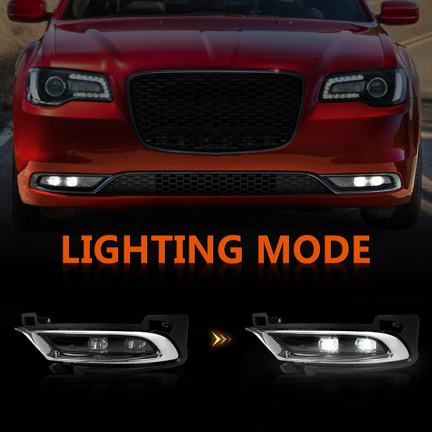 2P is suitable for the 2015-2021 for Chrysler 300 LED chrome fog lamp driver passenger+switch ch v