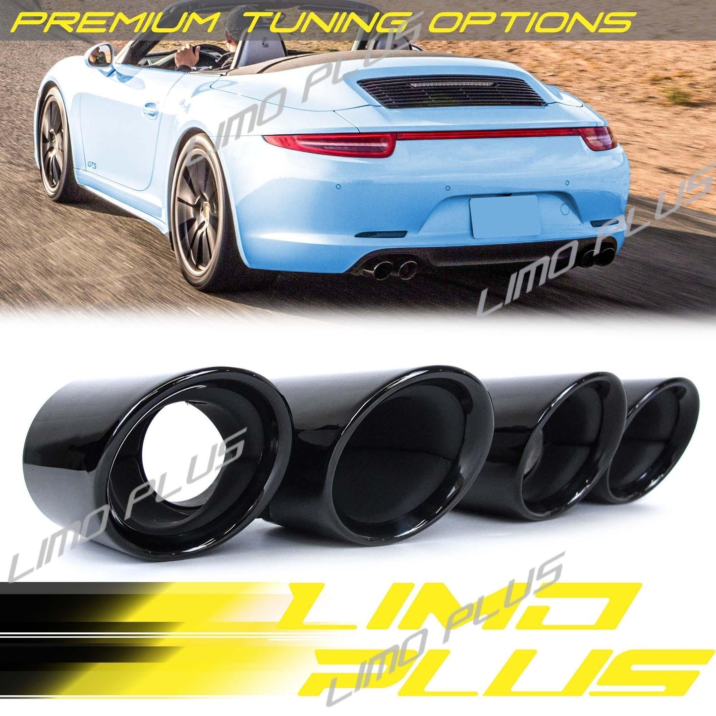Gloss Black Exhaust Tips Muffler Pipe for Porsche for 911 Carrera 2011-2015 Q
