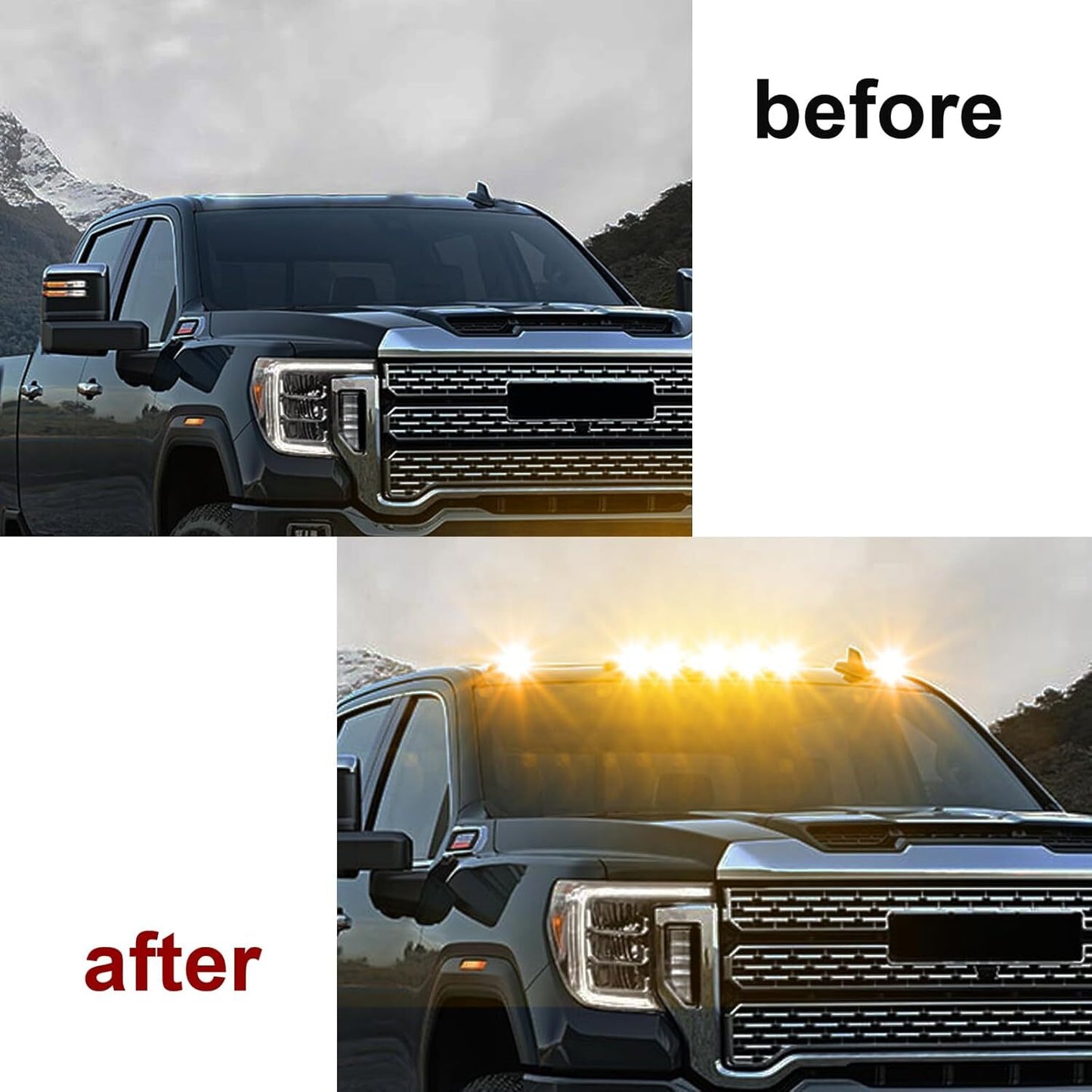 3-Pack Amber LED Top Cab Marker Lights for GMC for Sierra 1500 2500 3500 (2007-2013) n