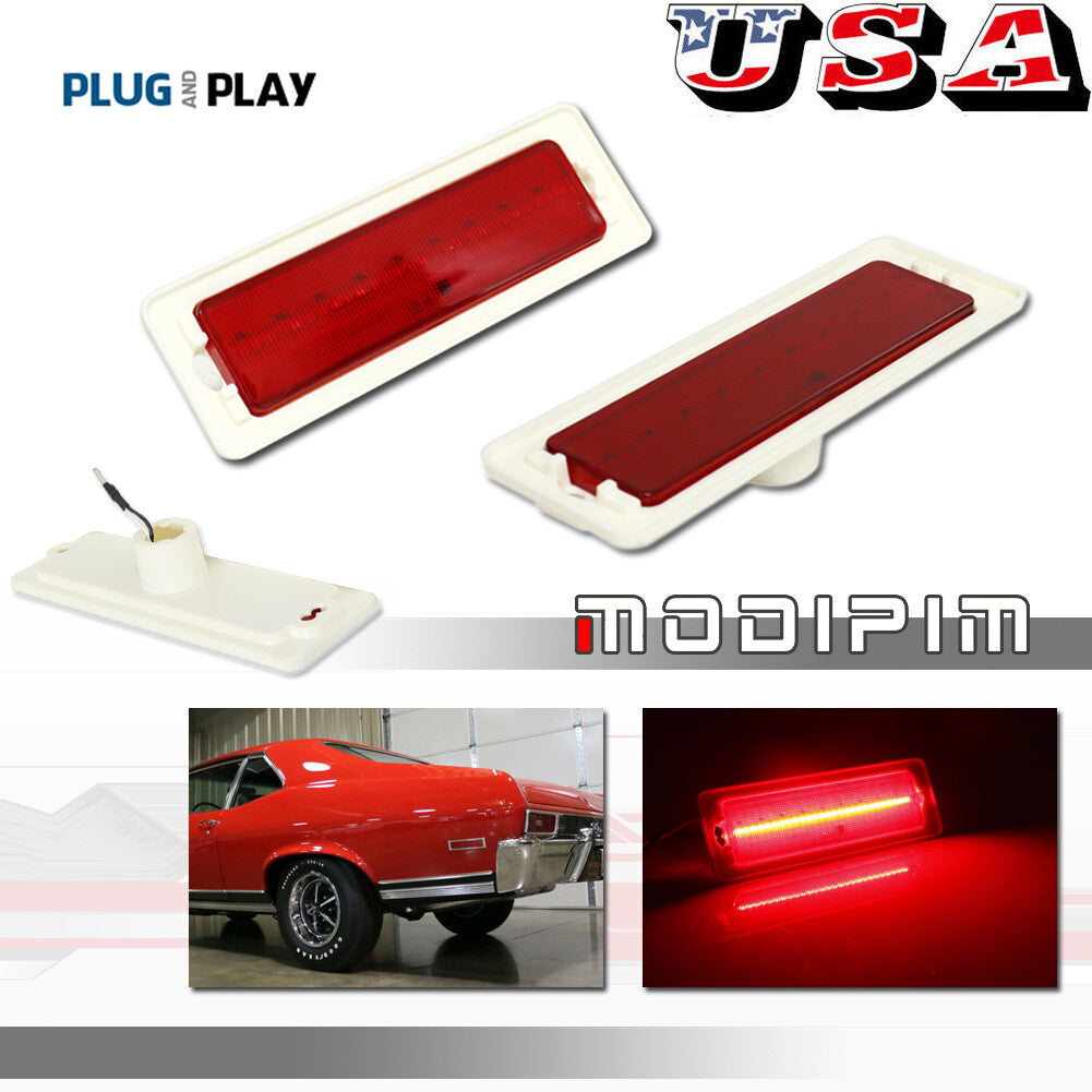 Red Lens LED Rear Corner Side Marker Indicator Lights for 1970 - 1974 for Nova- v