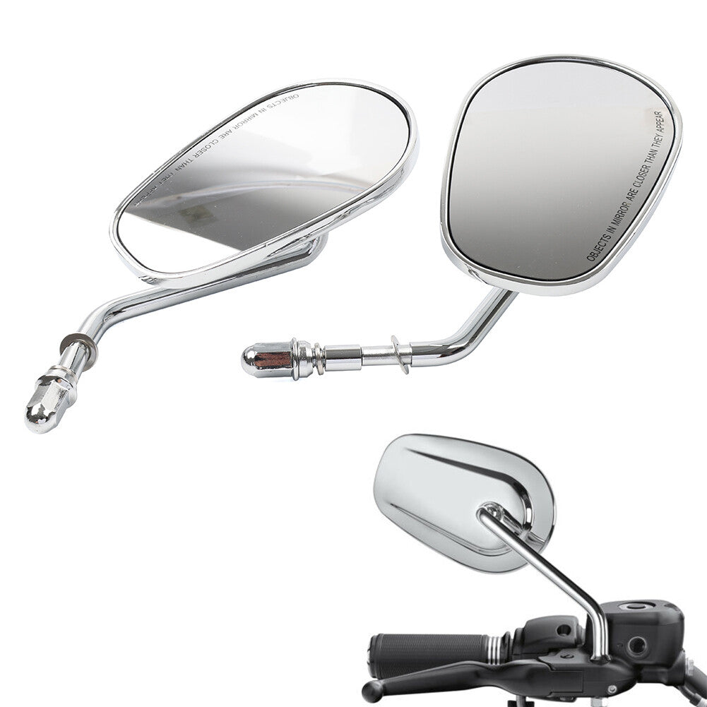 Chrome Motorcycle Rearview Side Mirror Short Stem Fit for Harley Electra Glide FLHT Q