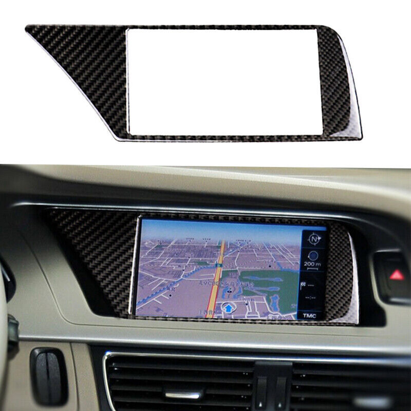 Real Carbon Fiber Car Navigation Panel Frame Cover Trim for Audi for A4 B8 2009-2016