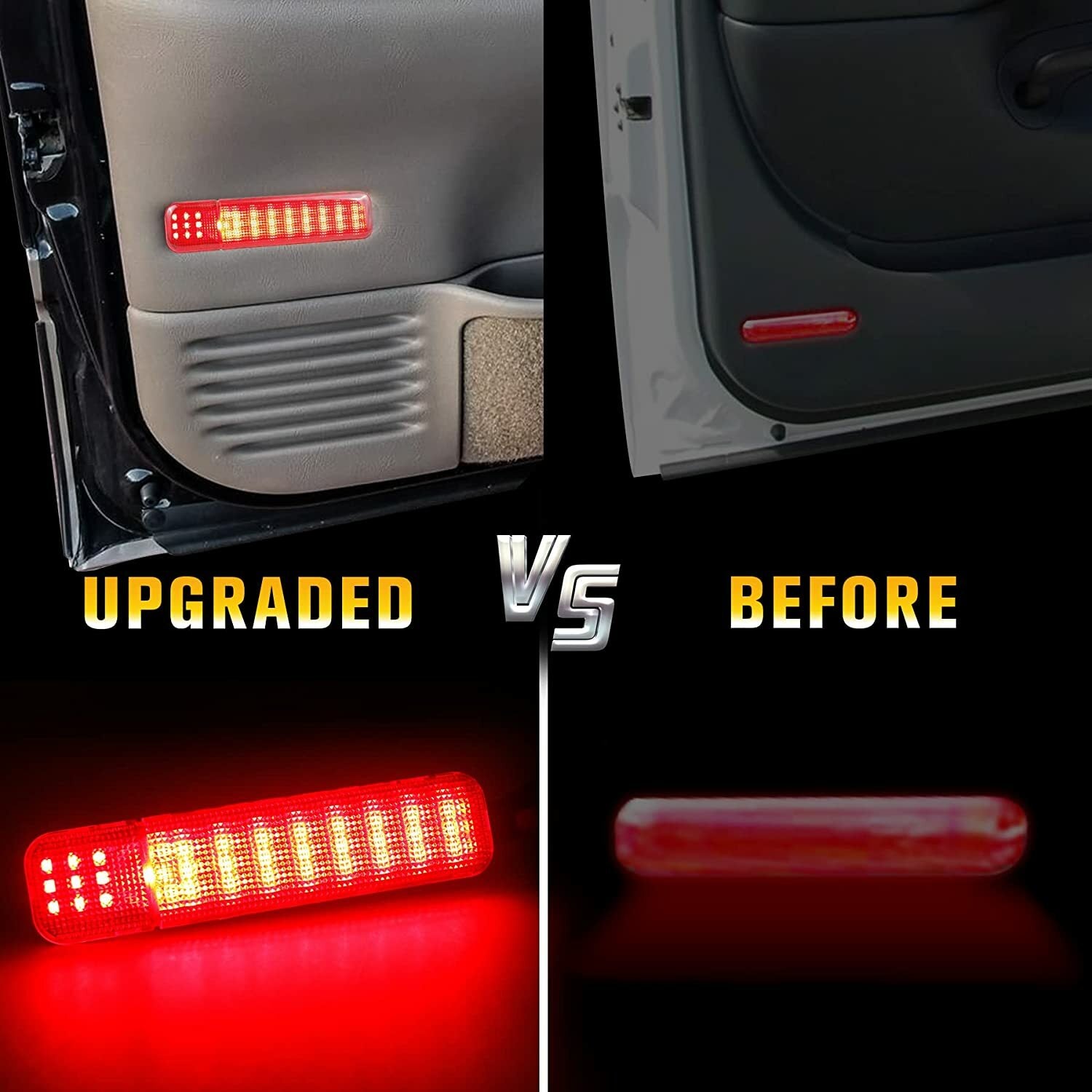 2. Red LED Interior Door Panel Lights with Courtesy Reflectors for GMC Silverado - n