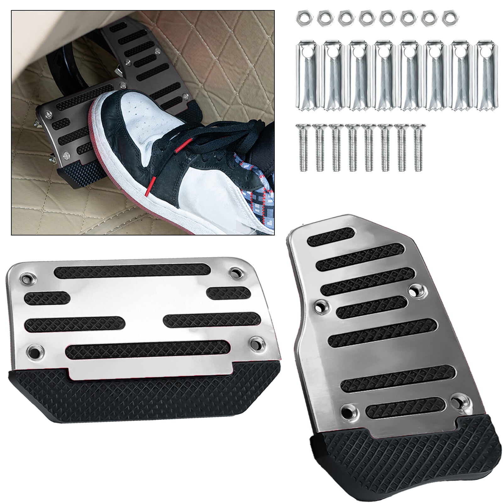 Aluminum Foot Pedal Car Automatic Brake Cover Gas Non Slip Pad Durable Q