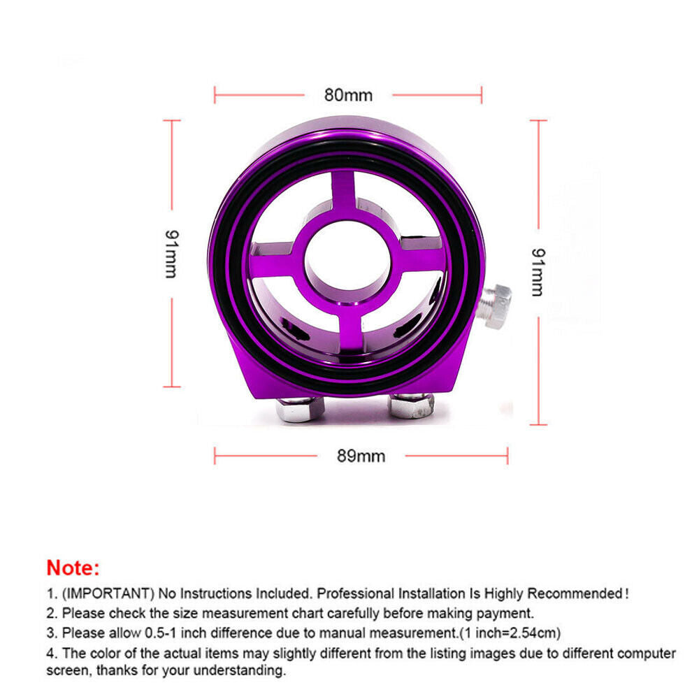 Car Oil Filter Temp Pressure Cooler Gauge Sandwich Plate Adapter Sensor Purple Q