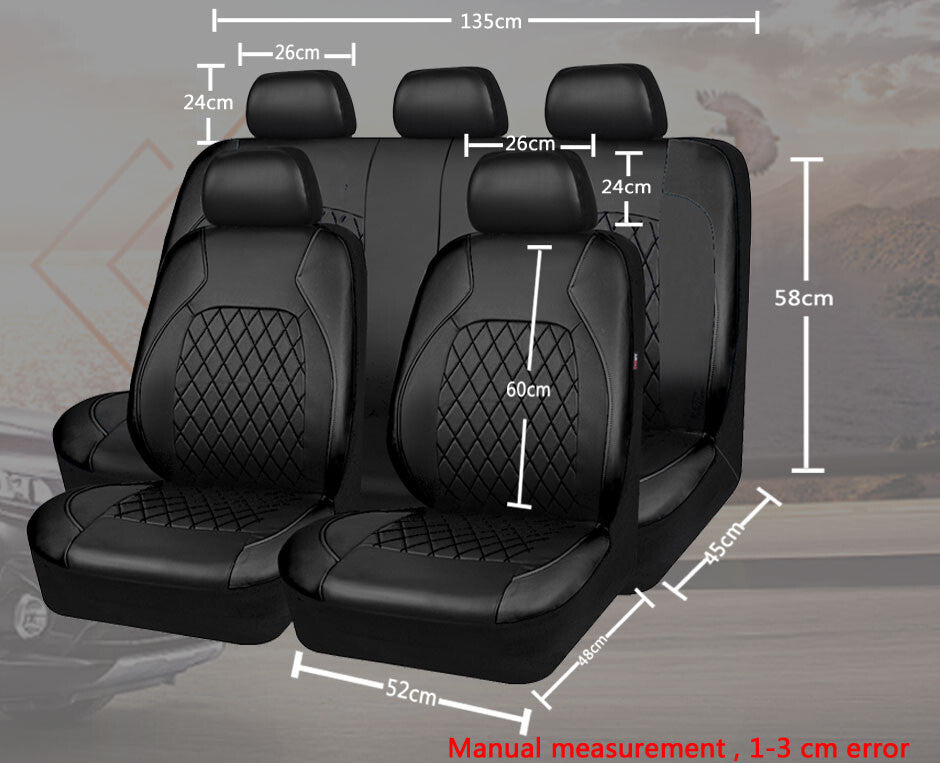 All Black Quilted Diamond PU Leather Front Rear for Seat Covers Fit  for ford  Focus