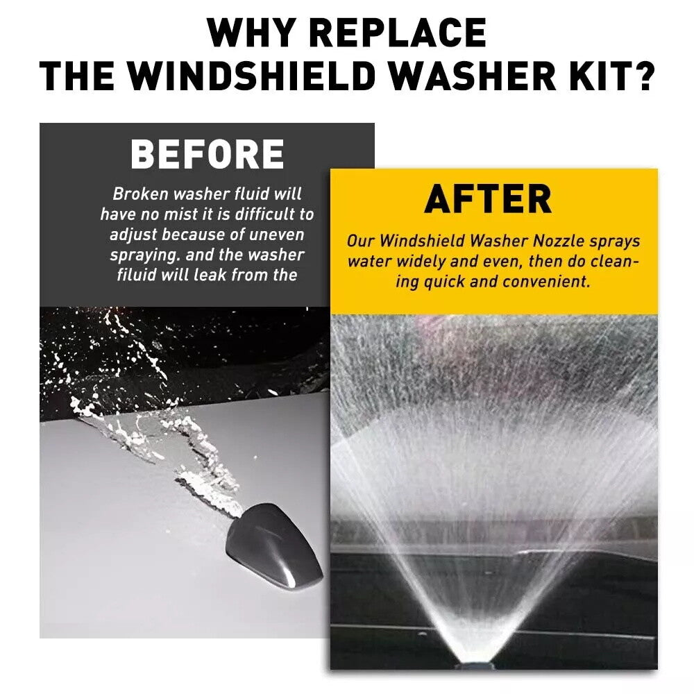 7x Universal Car Windshield Washer Nozzles Kit Front Spray Wiper Jet with Hose Q