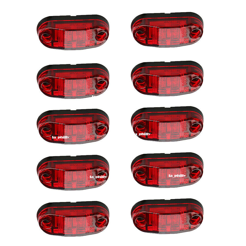10Pcs 2 LED 12V / 24V Vehicles Truck Lorry Side Marker Turn Lamp Lights-Red Q