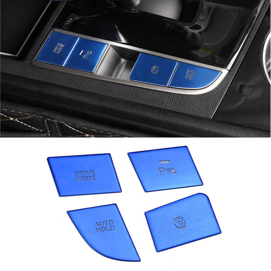 for Hyundai for Elantra 2021-2023 Aluminum Blue Hand Brake Lever Button Sticker 4PCS n