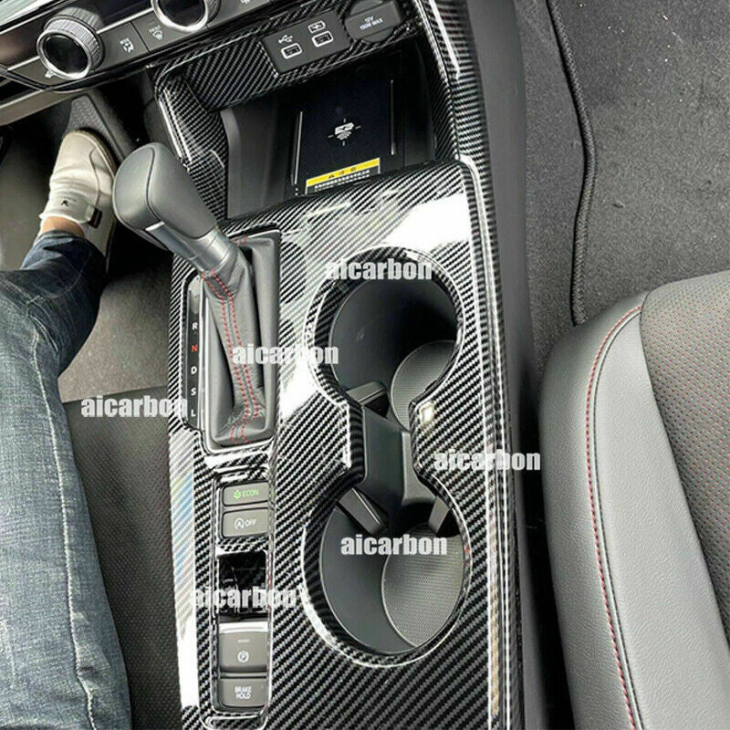 for Honda for Civic 2022-2023 Carbon Fiber ABS Central Gear Shift Cover Trim Kit 4x